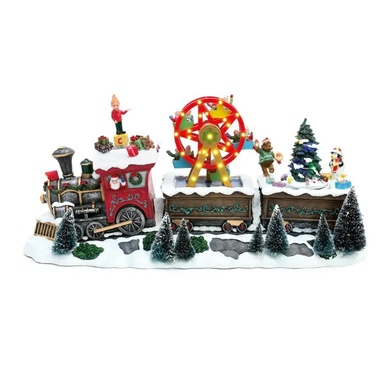 Cenário Trem Com Luz E Som Movimento Colorido Cromus 50cmx16cm