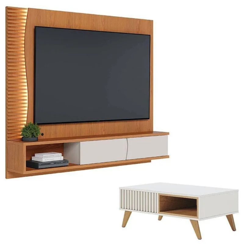 Home Suspenso Egeu Freijó Off White Com Mesa De Centro Jeri Off White Freijó - Colibri