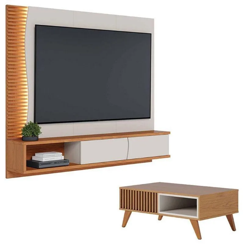 Home Suspenso Egeu Off White Freijó Com Mesa De Centro Jeri Freijó Off White - Colibri