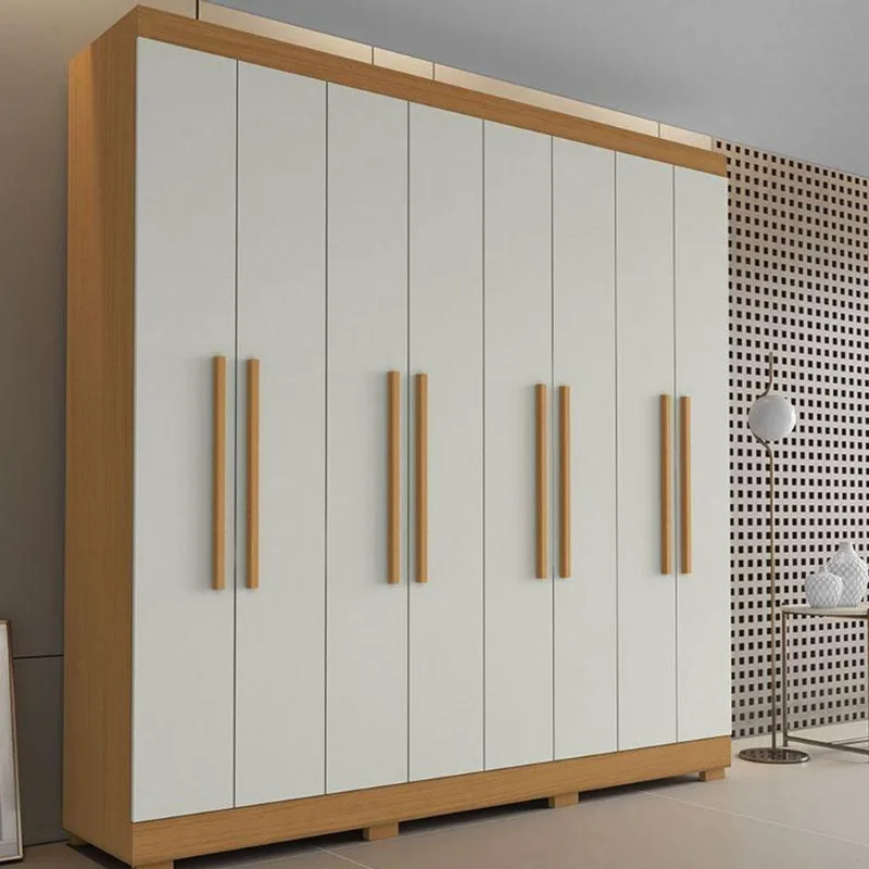 Guarda Roupa Casal Ambiente Porto 8 Portas 4 Gavetas Freijó Baunilha - Aramóveis