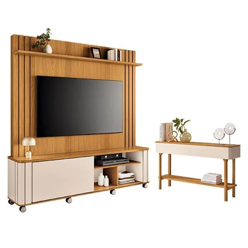 Estante Home Theater Trinus Cinamomo Off White Com Aparador Fiero Off White Cinamomo - Hb Móveis - Hb Moveis
