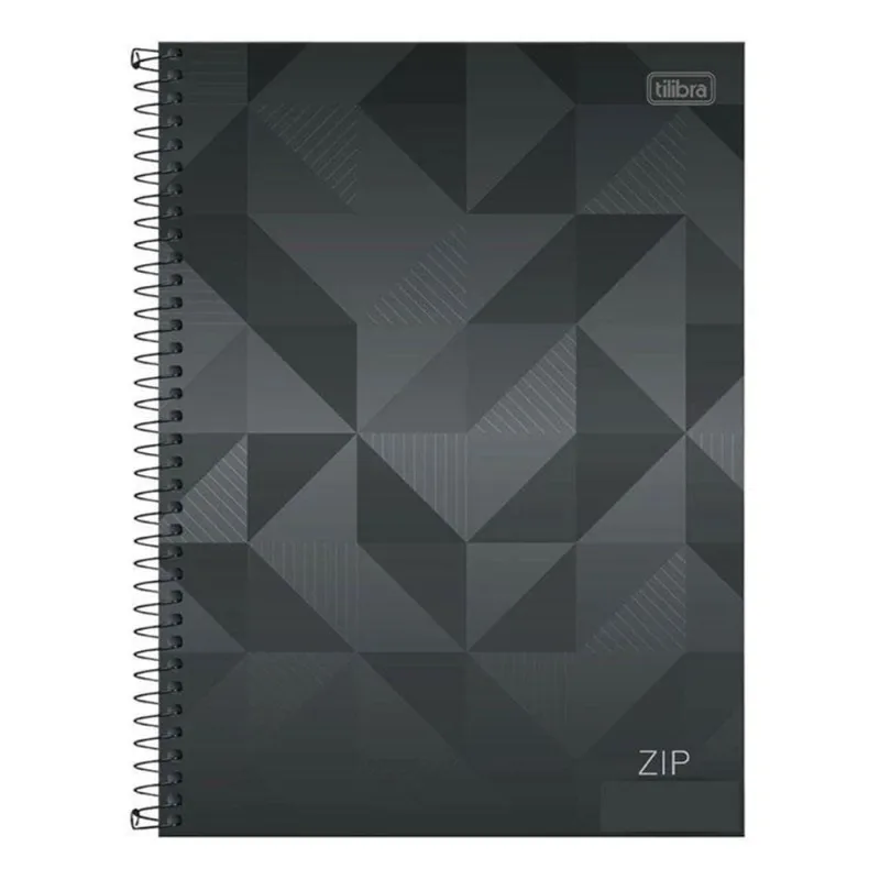 Caderno Espiral Universitário Zip Geométrico 10 Matérias Cinza - Tilibra - Tilibra