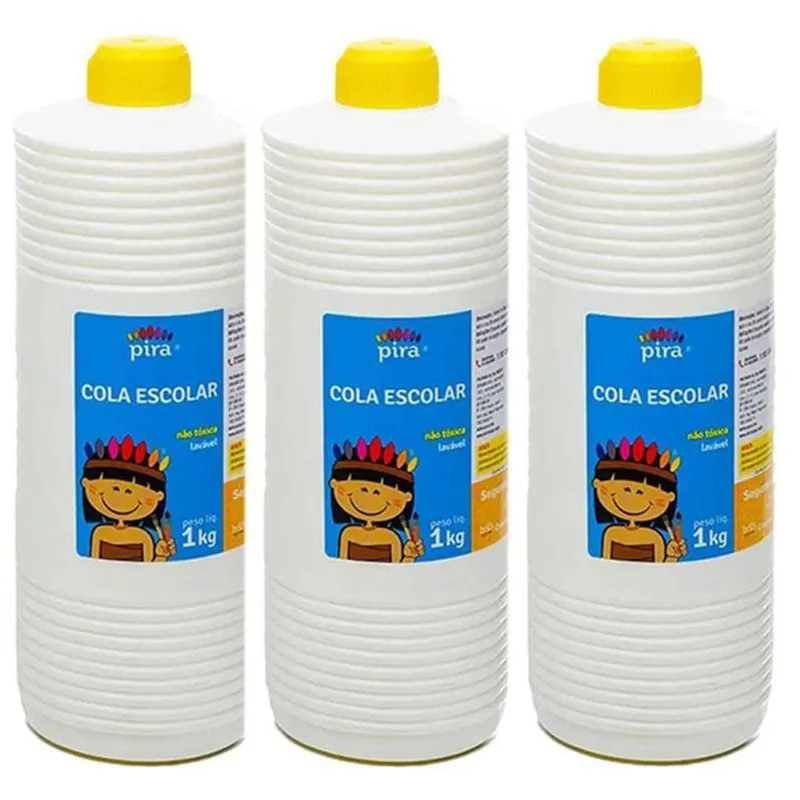 Cola Líquida Branca Escolar 1kg 3 Unidades - Pira - OUTRAS - Artesanato