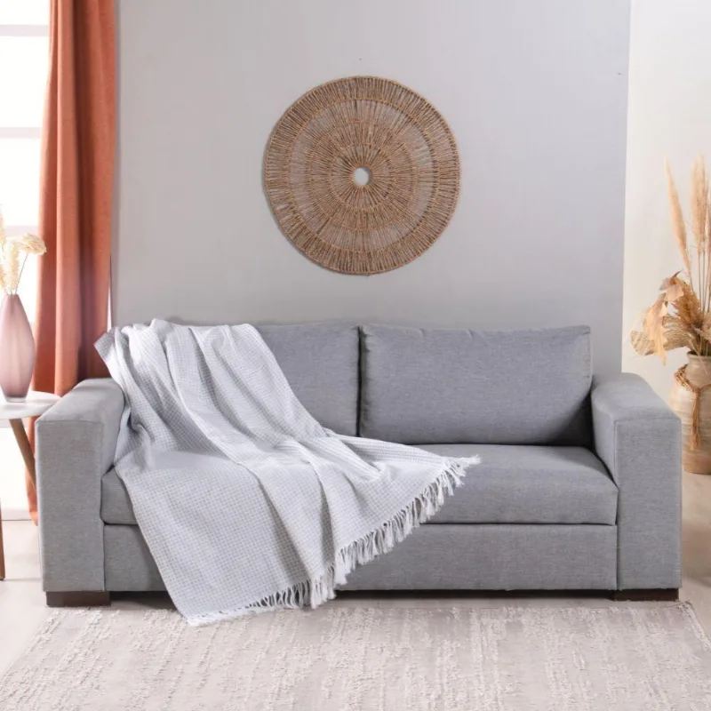 Manta Decorativa Para Sofá Grid Jacquard Dupla Face 2,10x1,35m Valle Distribuidora