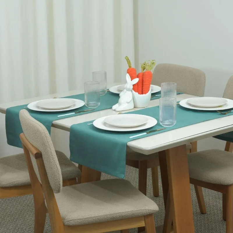 Caminho De Mesa Essence Em Tecido Linho 130x40cm Verde Valle Distribuidora