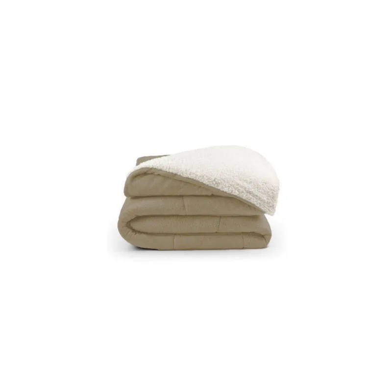 Coberdrom Dupla Face Queen Soft e Sherpa 100% Poliéster Bege Valle Enxovais - Home Fernandes