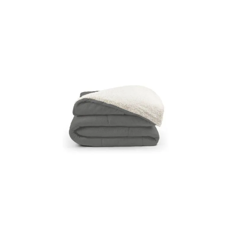 Coberdrom Dupla Face Queen Soft Sherpa 230x250cm 100% Poliéster Cinza Valle Enxovais - Home Fernandes