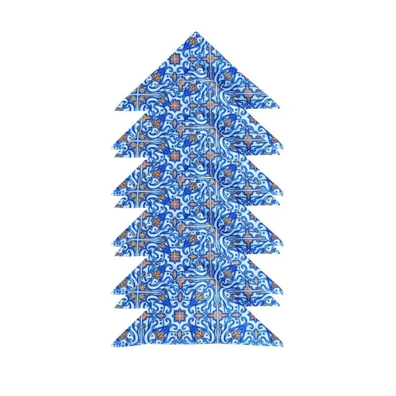 Kit 12 Guardanapos Allegra 35x35cm Microfibra Estampa Digital Azul Azulejo Valle Distribuidora