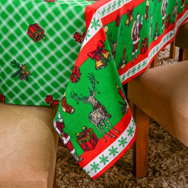 Toalha de Mesa Oxford Estampado Natal 6 Lugares Estampa 2 - Home Fernandes - Ar E Ventilação