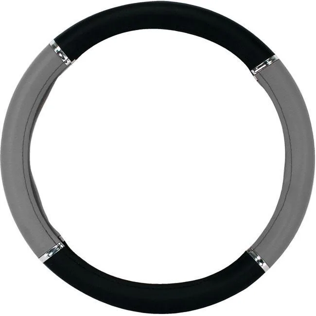 Capa Volante Hyundai Elantra Preta Cinza Cromo 38cm
