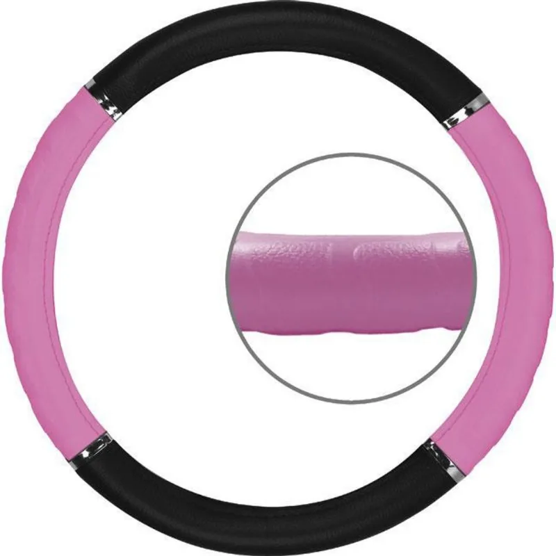 Capa Volante Ford Edge Preta Rosa Crom Com Relevo