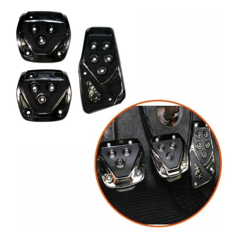 3x Pedaleiras Esportivas Automotiva Vermelha Tuning Kit 3 Pe