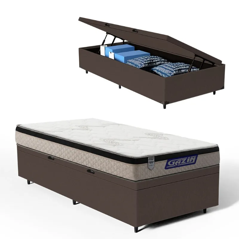 Cama Box Baú com Colchão Gazin de Espuma D33 Pillow In Force MID Solteiro 88cm