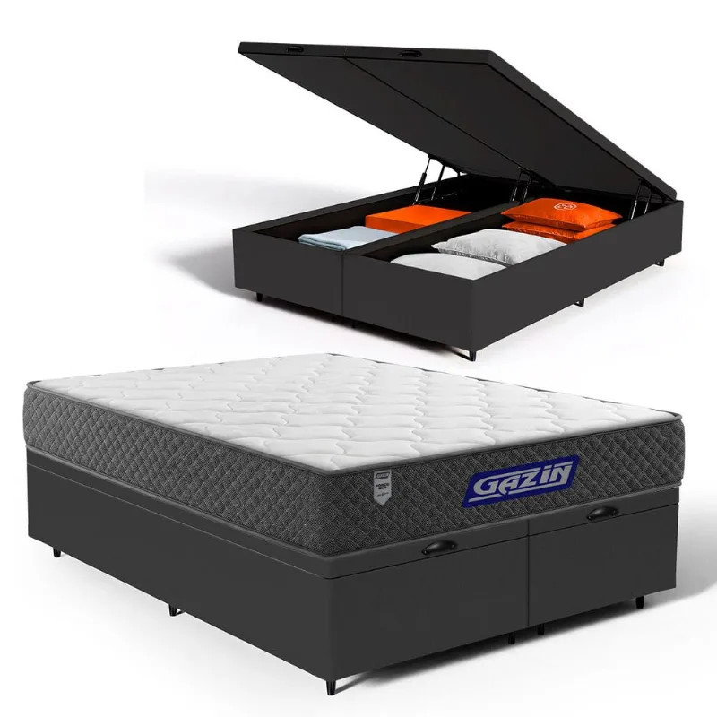 Cama Box Baú com Colchão Gazin de Espuma D60 Double Face Force UP Queen 158cm
