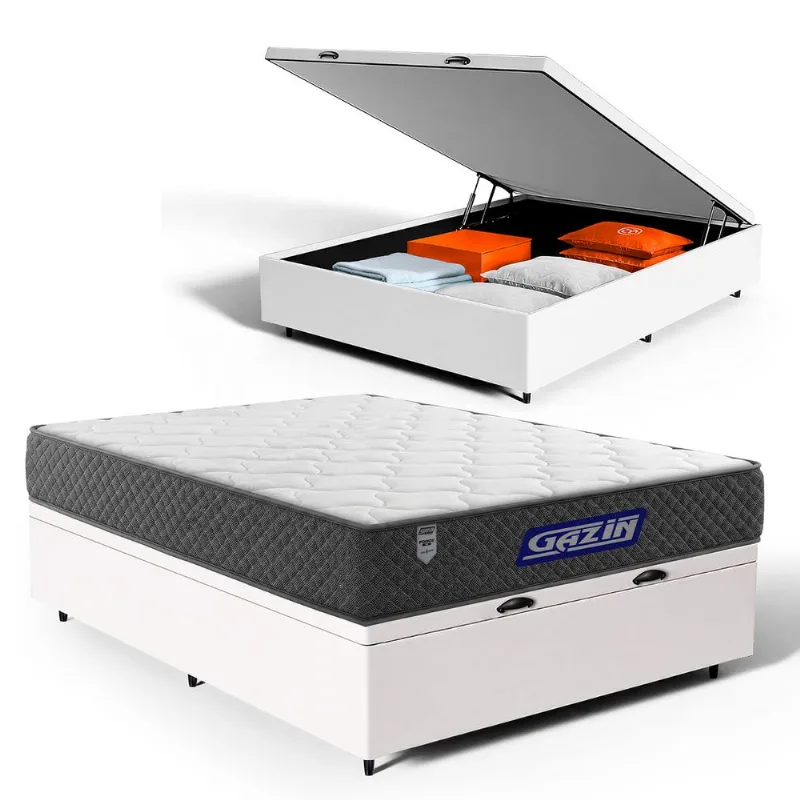 Cama Box Baú com Colchão Gazin de Espuma D60 Double Face Force UP Casal 138cm