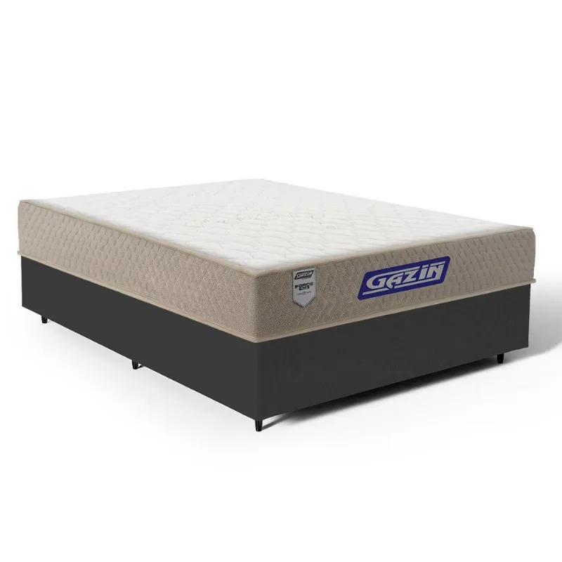 Cama Box Com Colchão Gazin De Espuma D28 Double Face Force Plus Casal 138cm