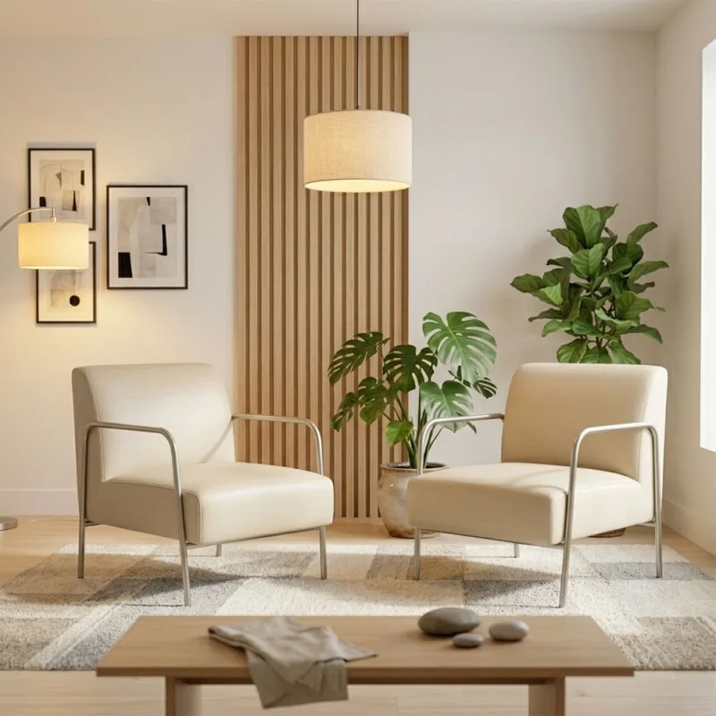 Poltrona Decorativa Helena Kit 2 Base em Aço Champanhe Sintético PU D03 - D'Rossi - DRossi