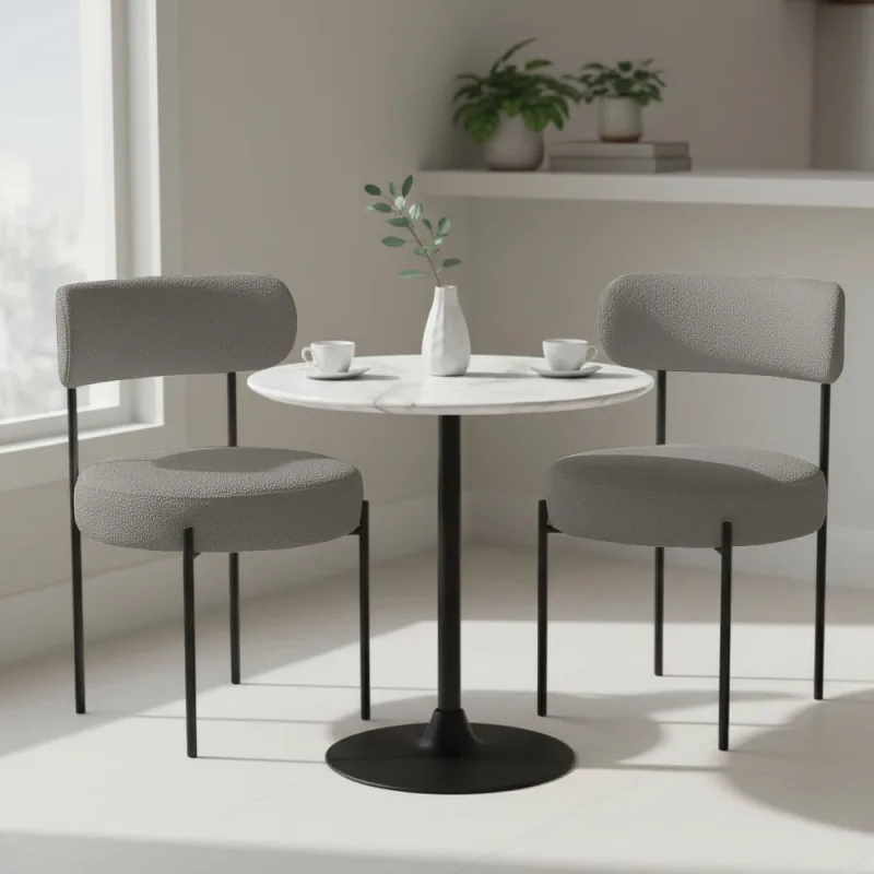 Cadeira Sala de Jantar Margara Kit 2 em Aço Preto Bouclê Ted D03 - D'Rossi - DRossi
