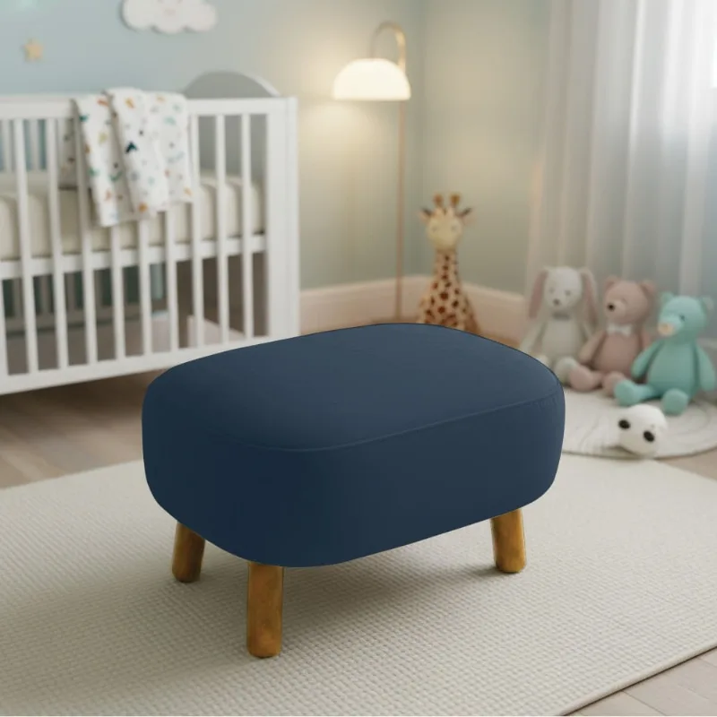 Puff Sala Decorativo Jhessy Madeira Suede D03 - D'Rossi Azul Marinho - DRossi