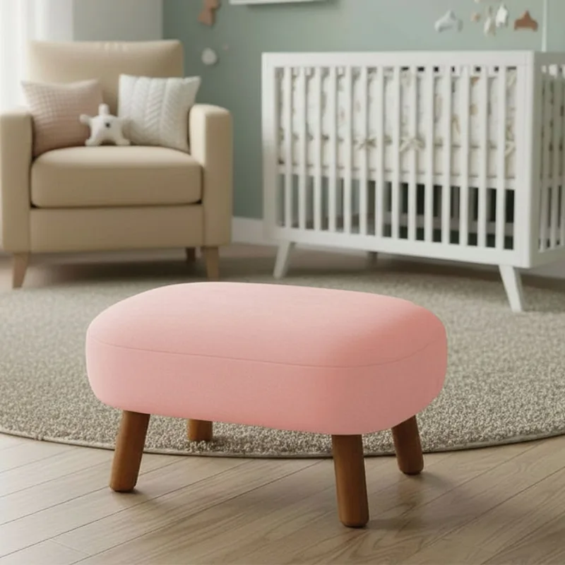 Puff Sala Decorativo Jhessy Madeira Suede D03 - D'Rossi Rosa Bebê - DRossi