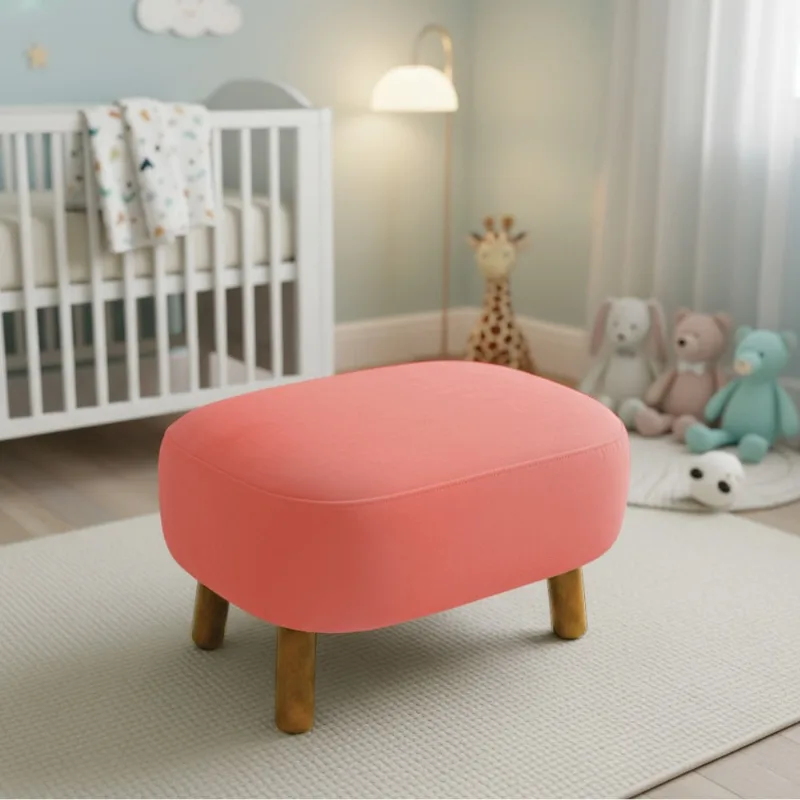 Puff Sala Decorativo Jhessy Madeira Suede D03 - D'Rossi Rose