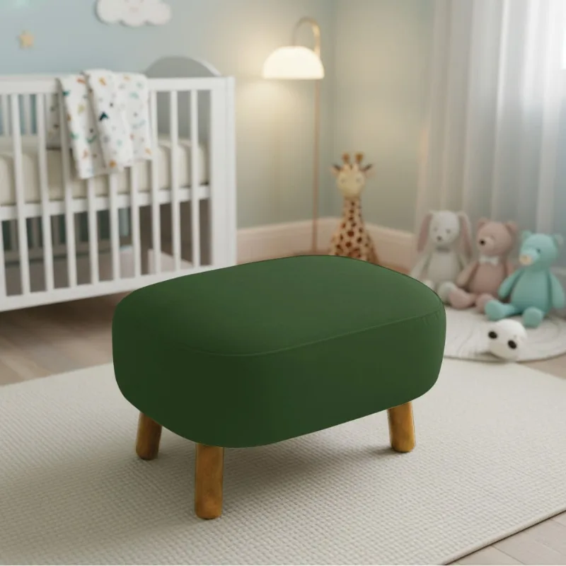 Puff Sala Decorativo Jhessy Madeira Suede D03 - D'Rossi Verde - DRossi