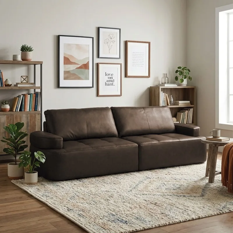Sofá 4 Lugares 276cm Living Sala de Estar Afonso Sintético PU K01 - D'Rossi - DRossi - Móveis