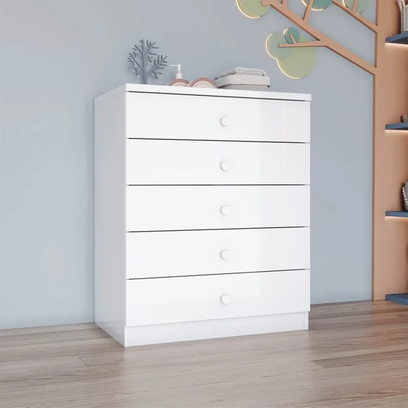 Cômoda Quarto Infantil 75cm 5 Gavetas Teddy H02 - D'Rossi - DRossi