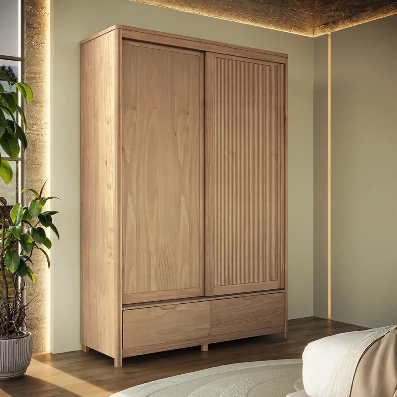 Guarda Roupa Madeira Maciça 150cm 2 Portas 2 Gavetas Luzia Tauari F07- D'Rossi - DRossi