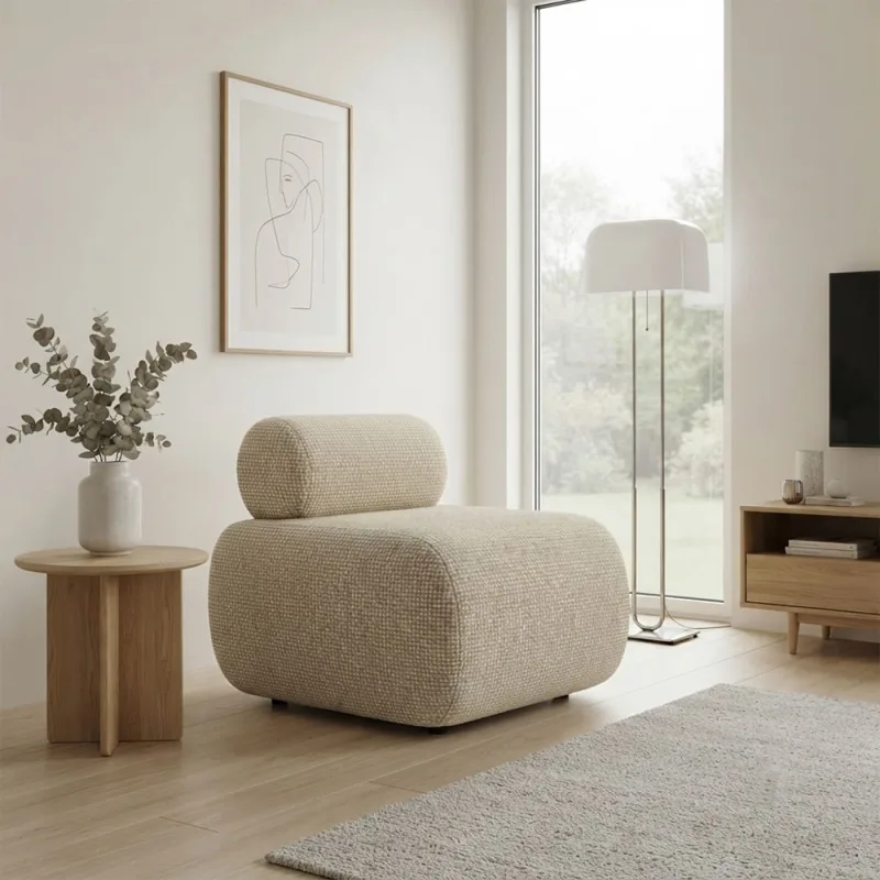 Poltrona Decorativa para Sala Orgânica 60 cm Base Fixa Nara Napoli D03 - D'Rossi - DRossi