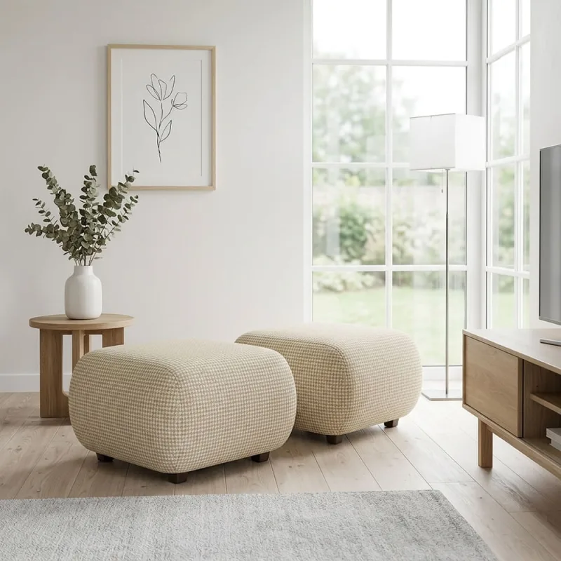 Puff Sala KIT2  Orgânico Nara 60 cm Base Fixa Decorativo Napoli D03 - D'Rossi - DRossi