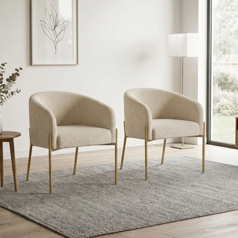 Cadeira Para Sala de jantar Kit 2 Arielle Base Tubo Dourado Boucle D03 - D'Rossi - DRossi