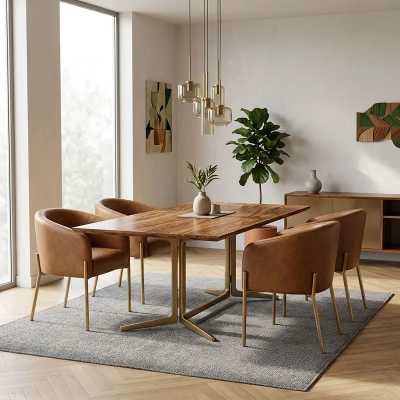 Cadeira Para Sala de jantar Kit 4 Arielle Base Tubo Dourado Sintetico PU D03 - D'Rossi - DRossi