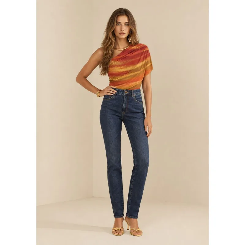 Calça Morena Rosa Skinny Alta Azul 34 - Morena Rosa