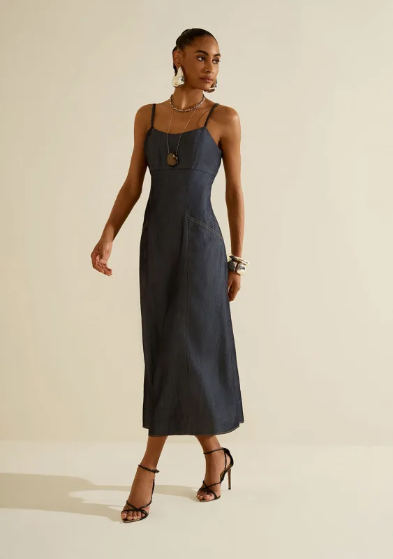 Vestido Midi Cerra Azul - Morena Rosa - Linhas