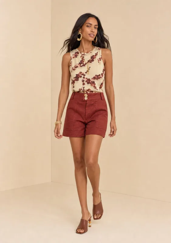 Short Amplo Estado Natural Bordo - Morena Rosa - Linhas