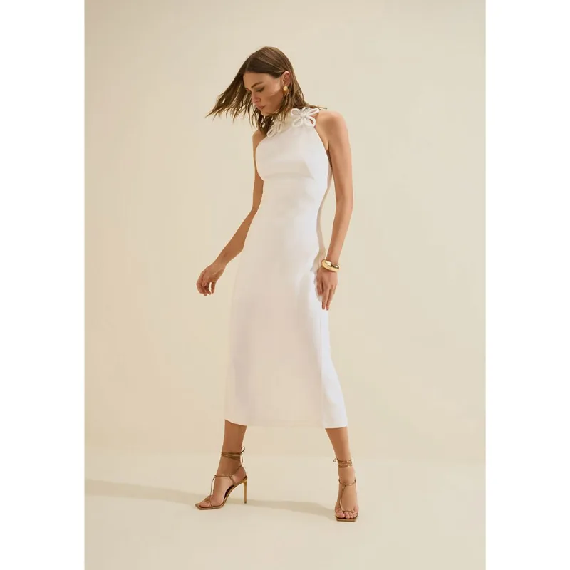 Vestido Gola Alta Origem Off White GG - Morena Rosa