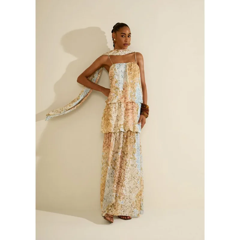 Vestido Longo Balonê Florescer Azul P - Morena Rosa