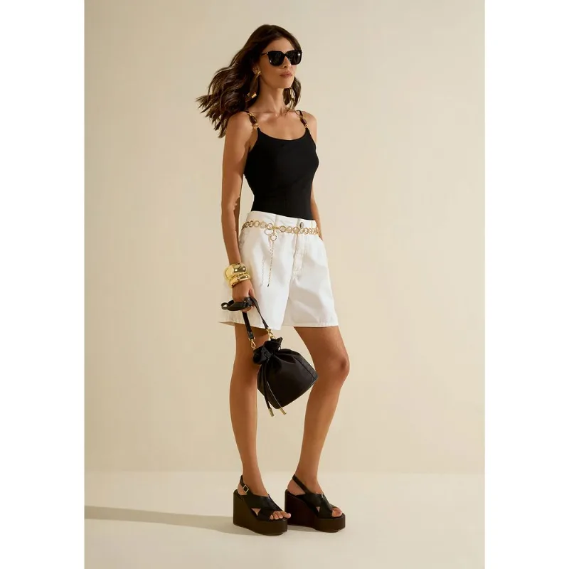 Shorts Morena Rosa Reto Alta Off White 38 - Morena Rosa