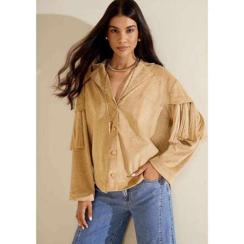 Casaco Overshirt Motus Bege Claro G - Morena Rosa