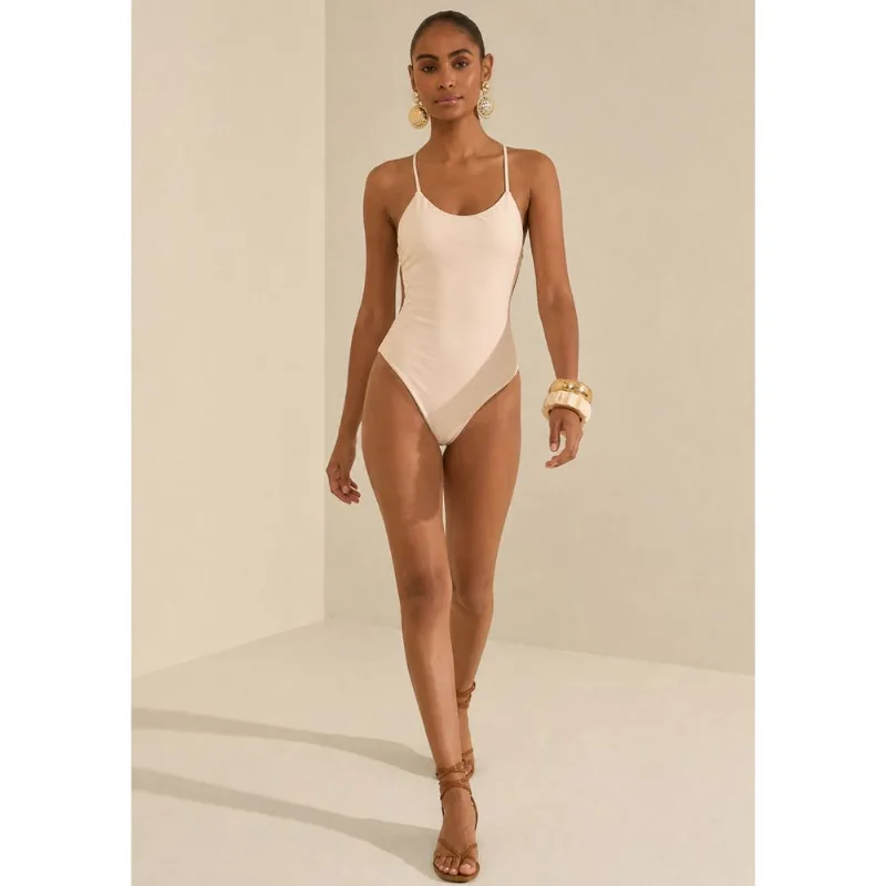 Maiô Morena Rosa Decote Redondo Com Bojo Off White GG - Morena Rosa