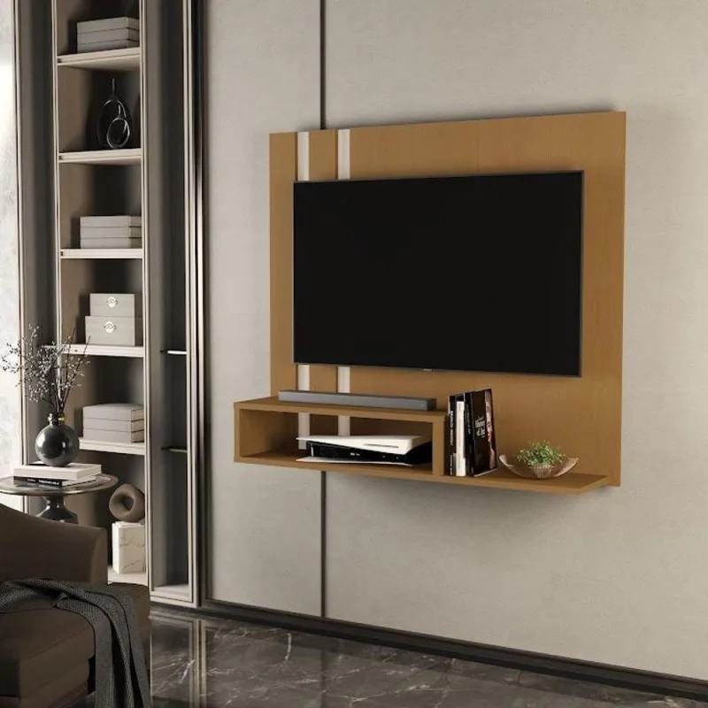 Painel de Parede para Tv Pompéia 90cm Compacto Cedro-off com Nicho SAL Movelaria - OUTRAS