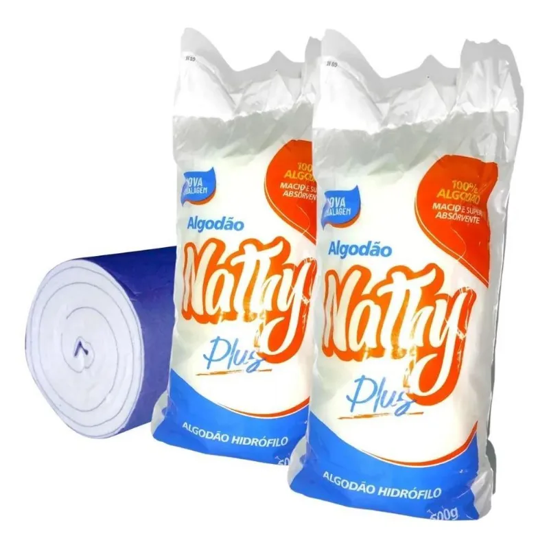 10x Algodão Hidrófilo 100% Puro Em Rolo Kit 2x Pacotes 500g