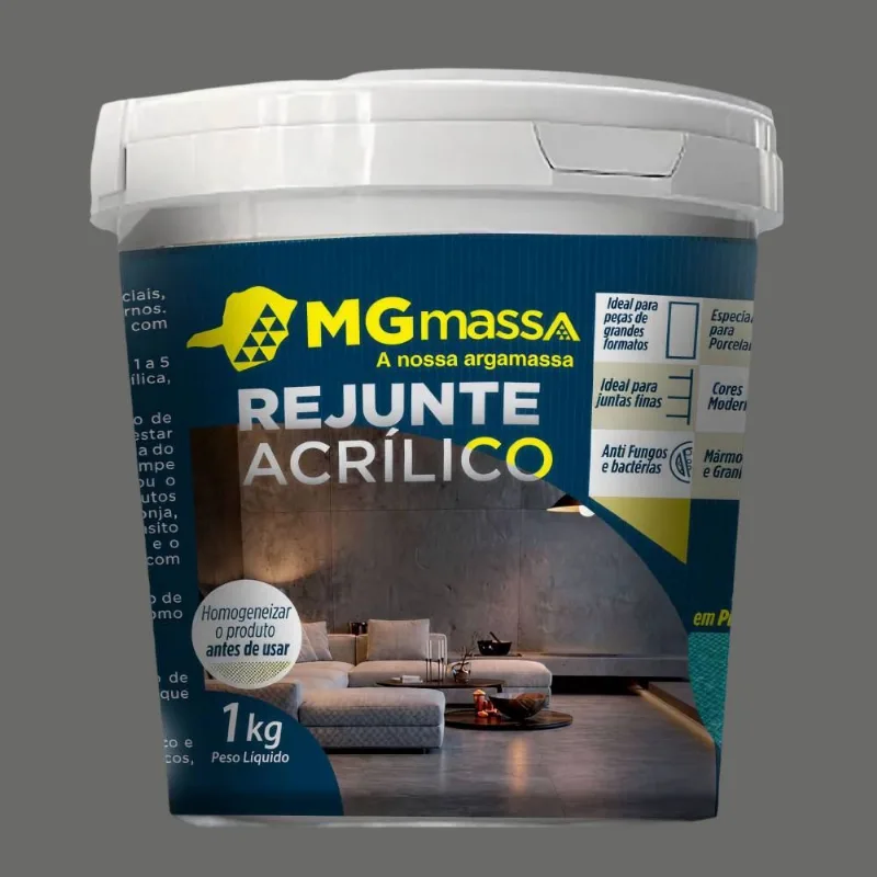 Rejunte Acrílico 1kg Mgmassa Rejunte Acrílico Cinza Escuro 1kg Mgmassa
