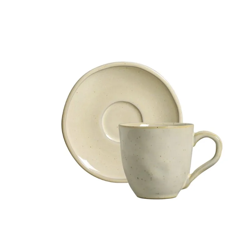 Xícara de Chá com Pires Daily Shiny Stoneware 170ml Porto Brasil Bege Xícara de Chá Daily Shiny Stoneware 170ml Porto Brasil Bege