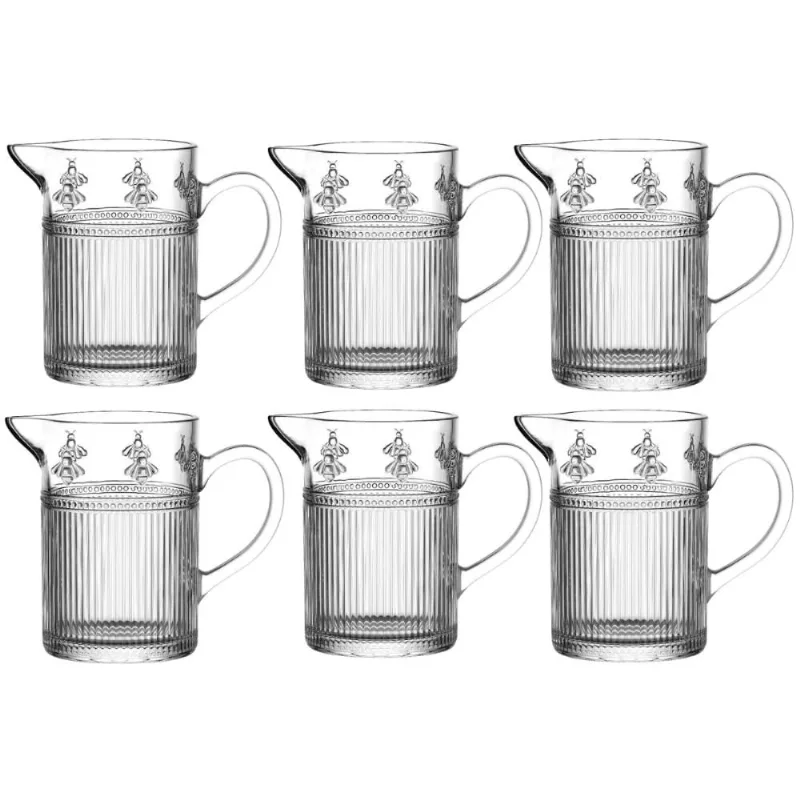 Jogo 6 Leiteiras com Bico Cristal 290ml L'Hermitage Cremeira Pequenos Voadores para Leite Molhos