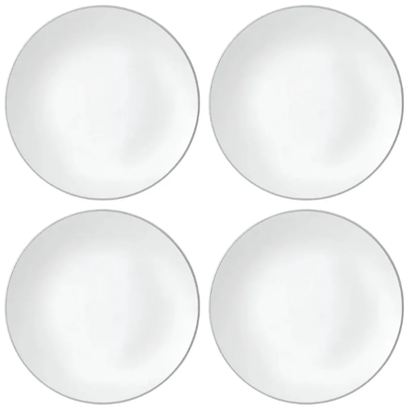 Jogo 4 Pratos Rasos de Jantar 27cm Porcelana Branca Legacy S