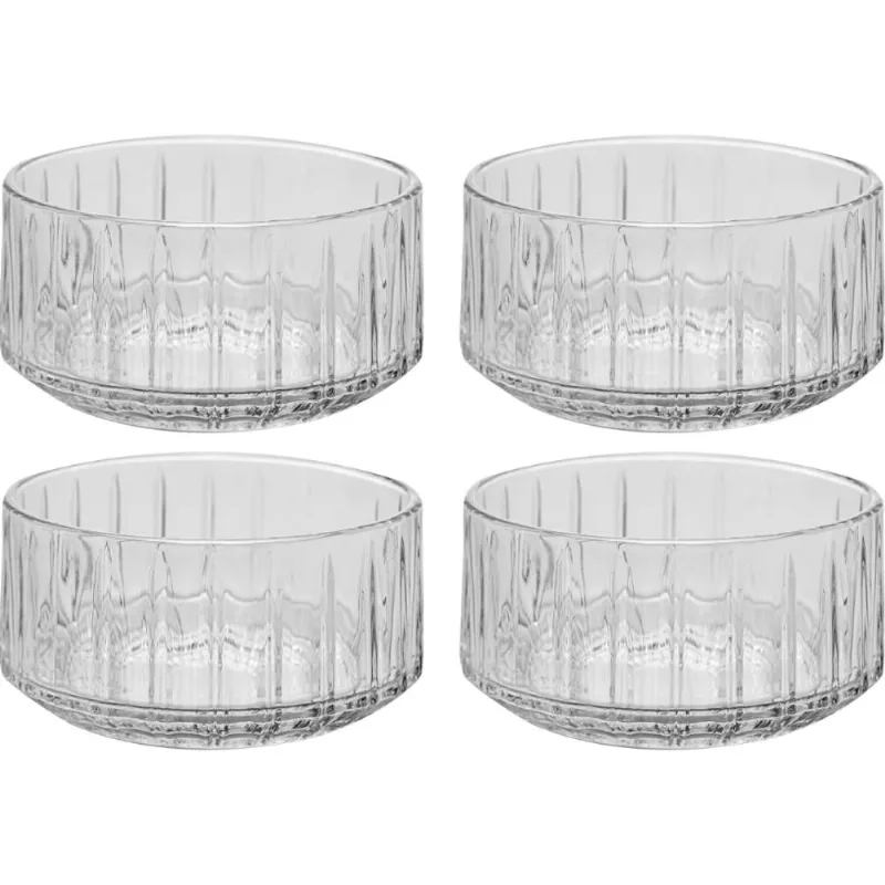 Jogo 4 Mini Bowls 10cm Vidro Cristal Bangkok Wolff Sobremesa Decorativo Tigela Cozinha Mesa Posta