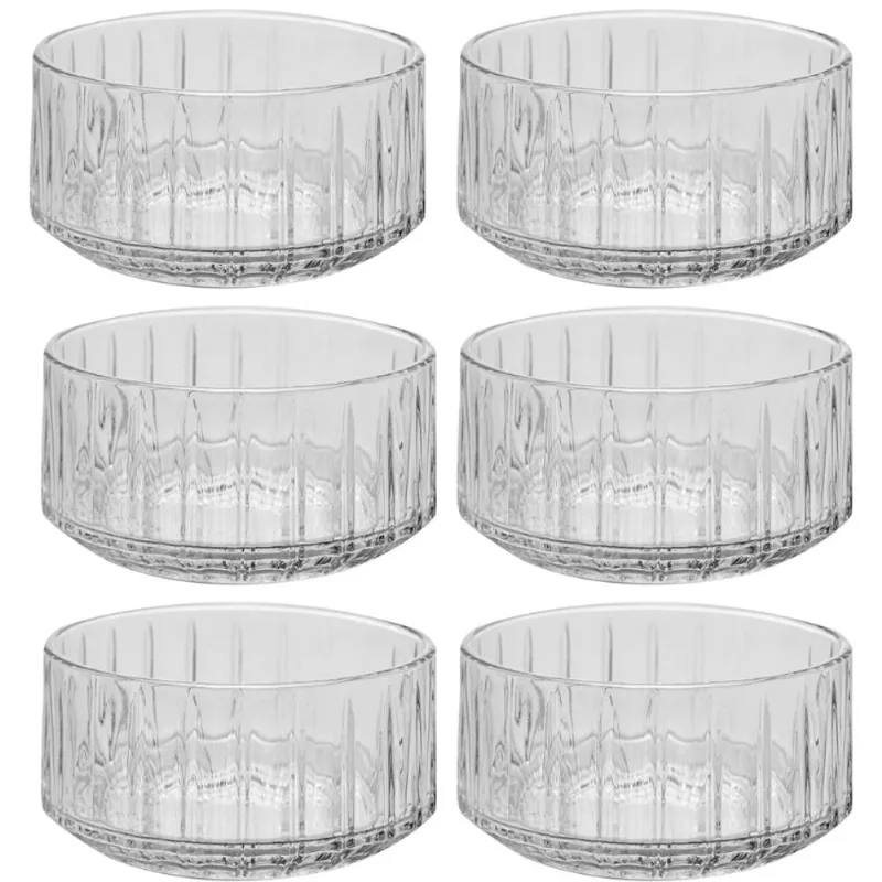 Jogo 6 Tigelas Bowls 10cm Vidro Cristal Bangkok Wolff Sobremesa Cozinha Mesa Posta