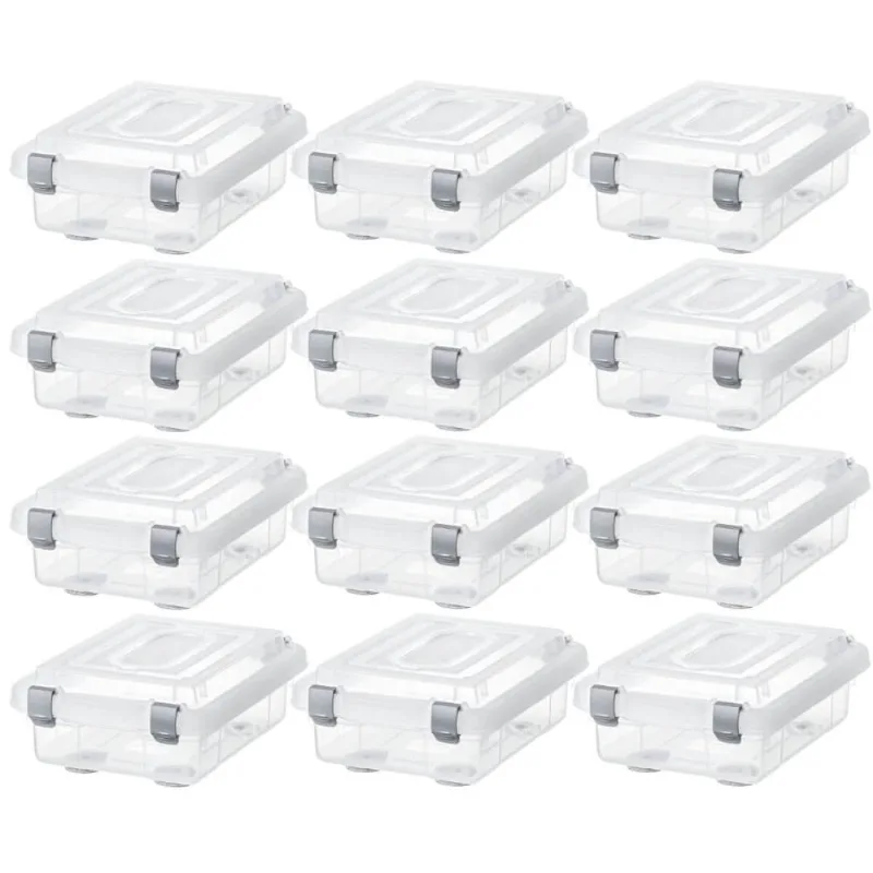 Kit 12 Caixas Organizadoras Pequenas 1L com Travas Multiuso Plástico Transparente Top Stock Sanremo